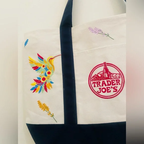NWT Trader Joe’s canvas tote with embroidery - Picture 5 of 12